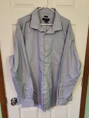 Stafford Light Blue Thin-Stripe Dress Shirt